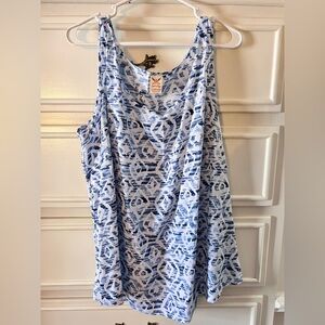Faded Glory Blue and White Patterned Tank Top Size 3XL New